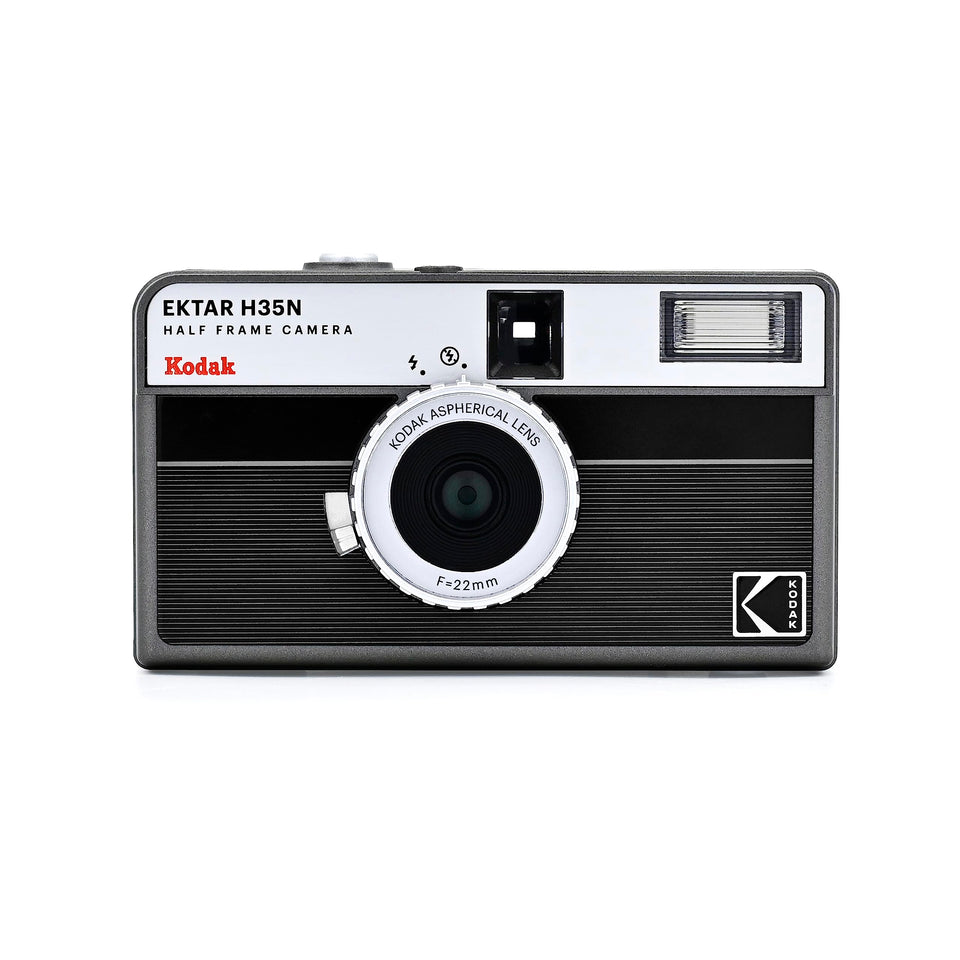 Kodak EKTAR H35N front view highlights compact half-frame design for versatile street photography.