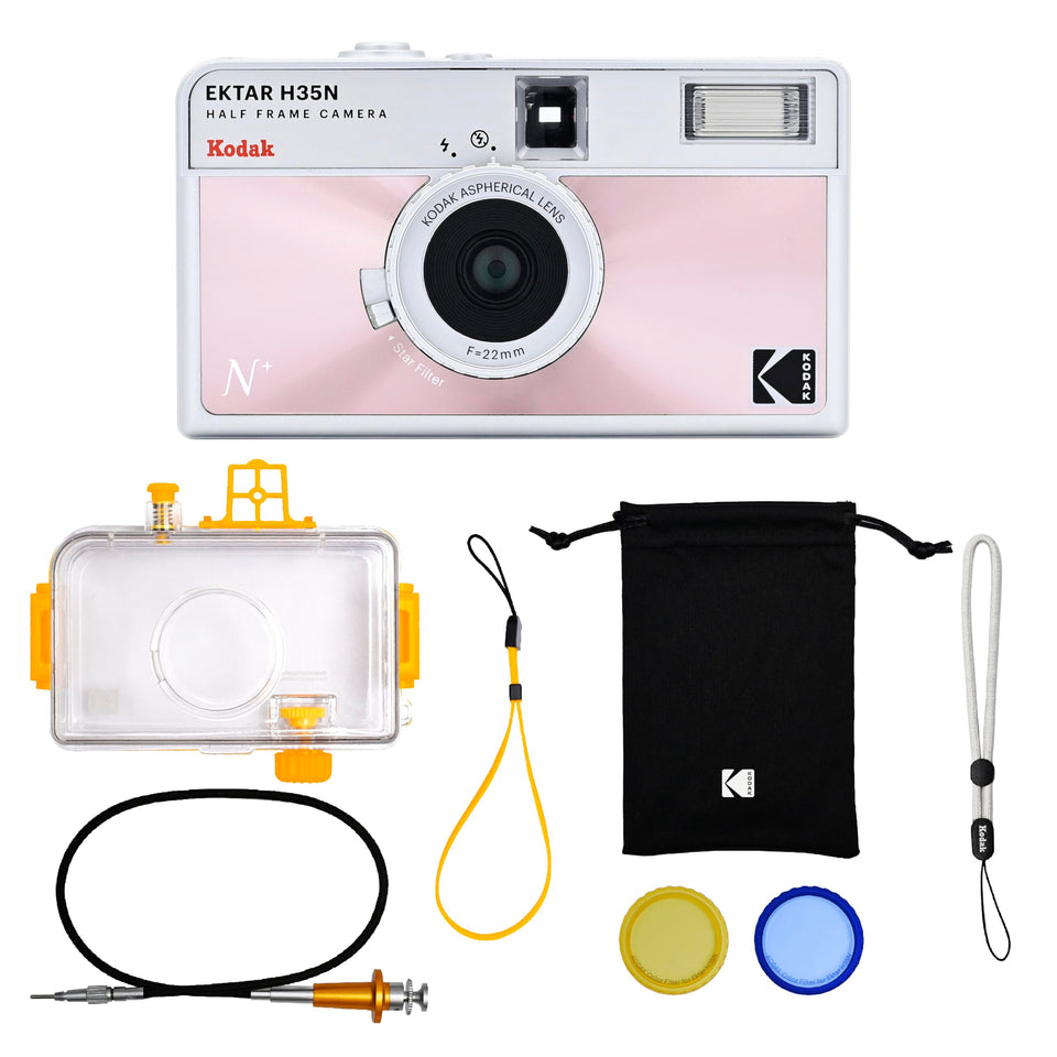 KODAK EKTAR H35N in glazed pink compact half-frame camera for on-the-go photography.