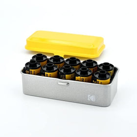 KODAK open case holding mixed 120 and 35mm rolls for organized storage