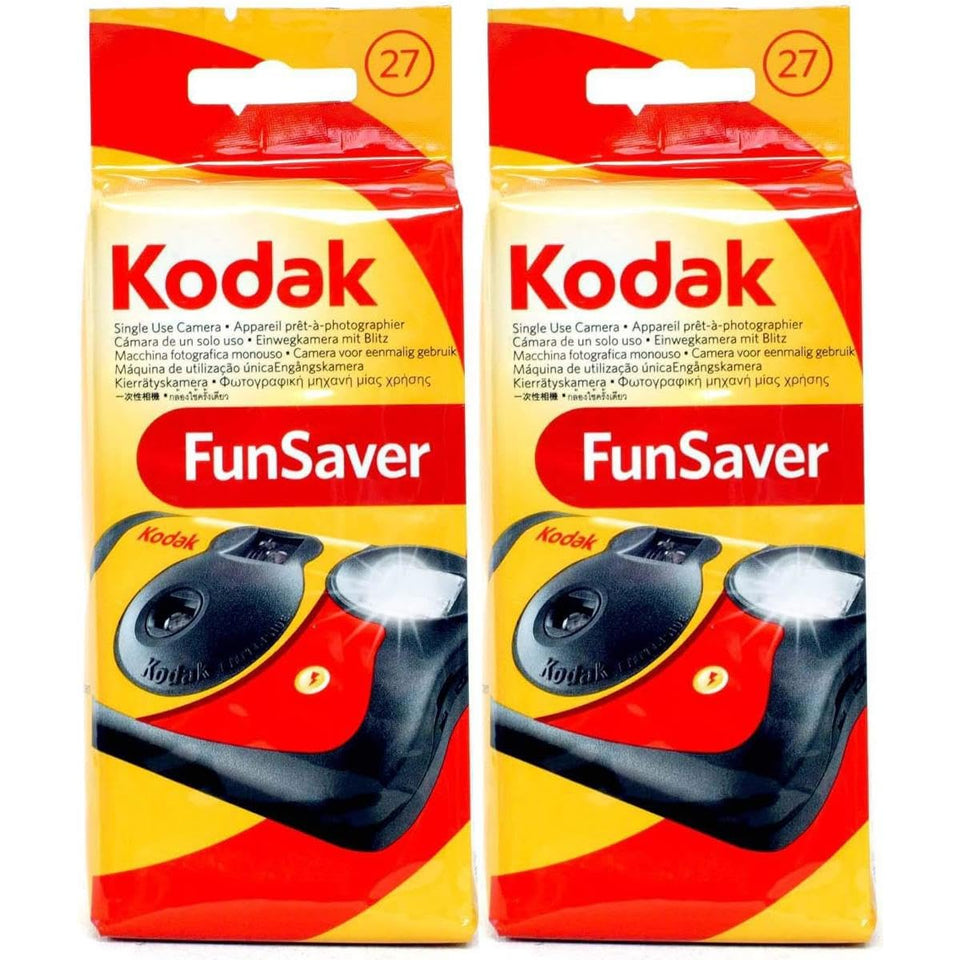 KODAK Funsaver front packaging showing camera pair and features for easy shooting