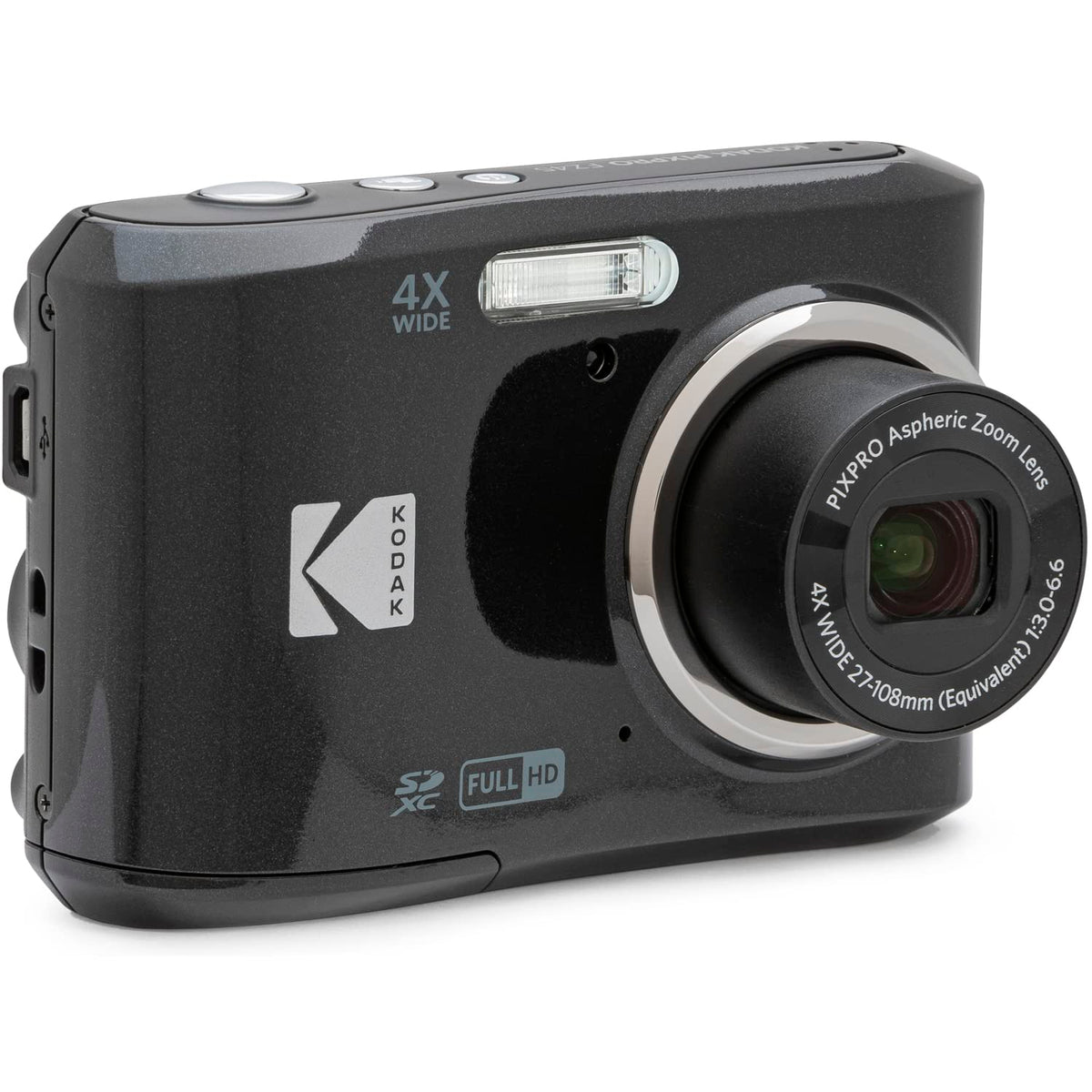 Kodak FZ45BK lens close-up highlights 4x optical zoom
