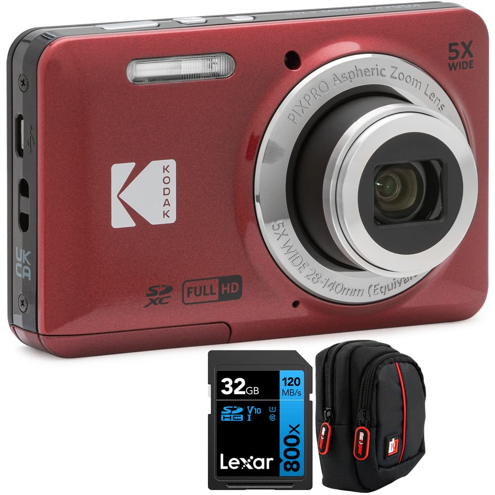 KODAK PIXPRO FZ55 red camera with 28mm wide-angle lens for versatile everyday shoots.