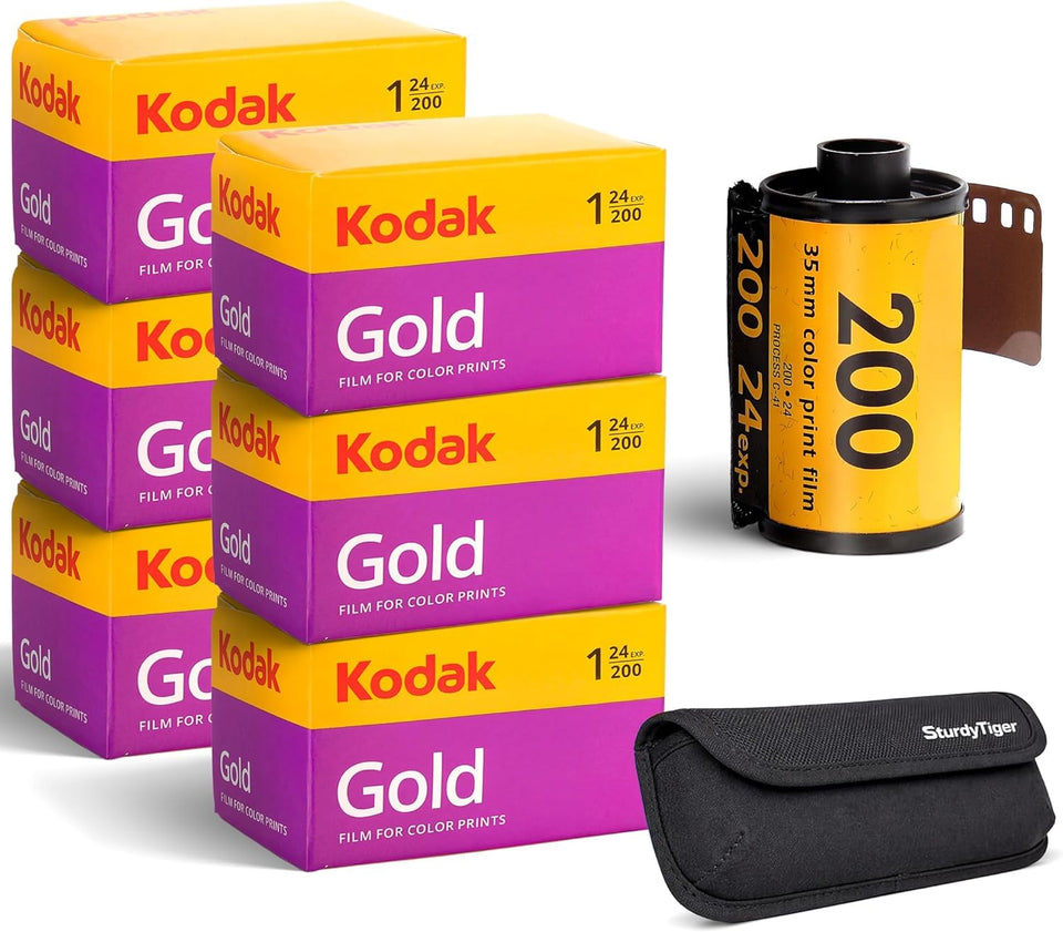 Kodak Gold 200 6-roll bundle with tiger case, ideal for travel and spontaneous shoots.