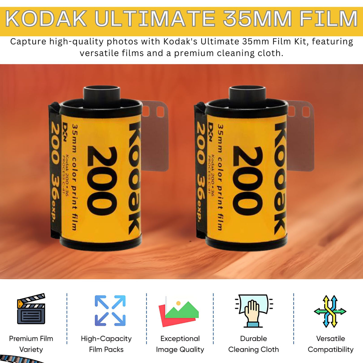 Kodak Gold 200 film bulk pack packaging with label, ready for stocking.