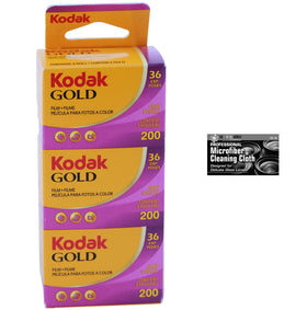 The Imaging World kodak gold 200 front packaging shows three rolls and benefits clarity
