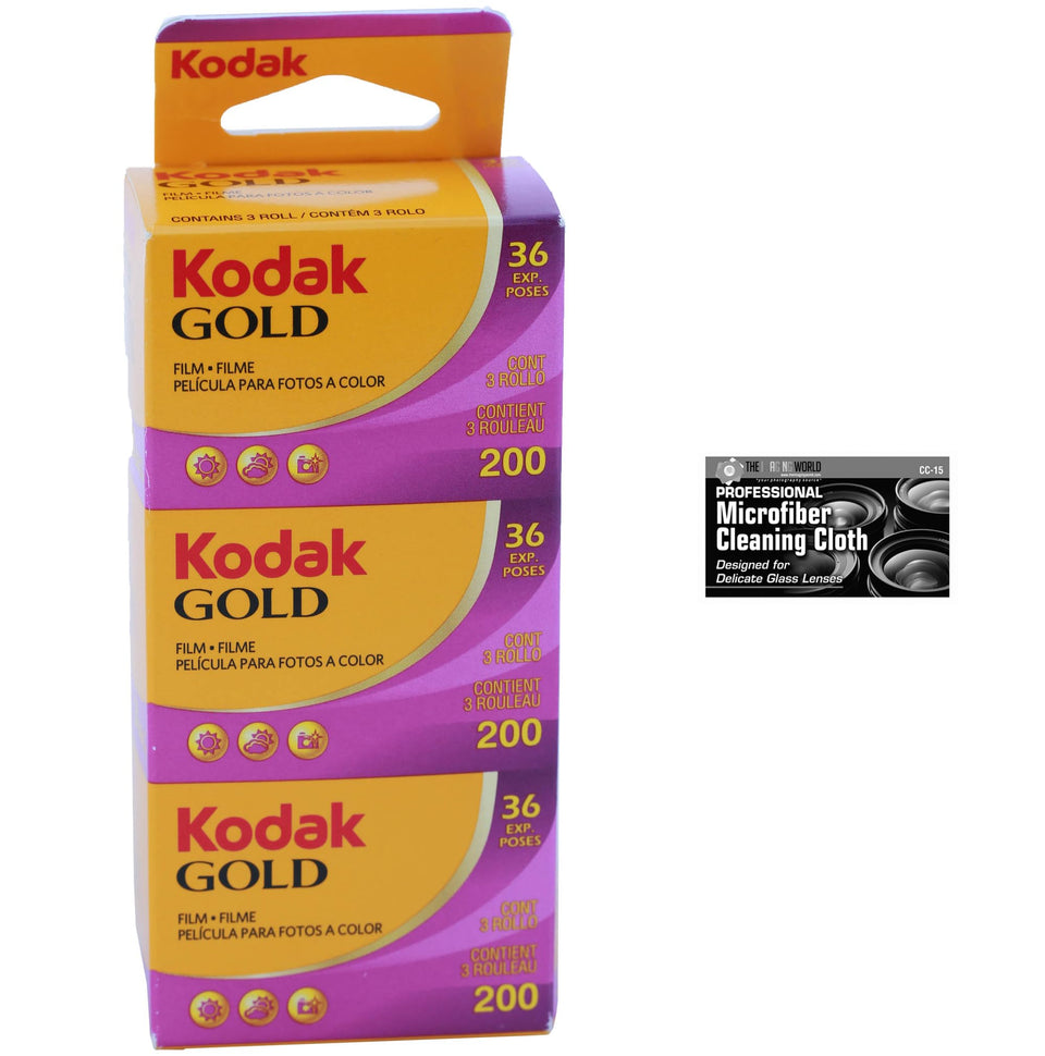 The Imaging World kodak gold 200 front packaging shows three rolls and benefits clarity