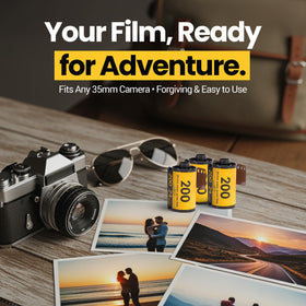 Kodak Gold 200 tiger case close-up, keeps rolls organized and protected.