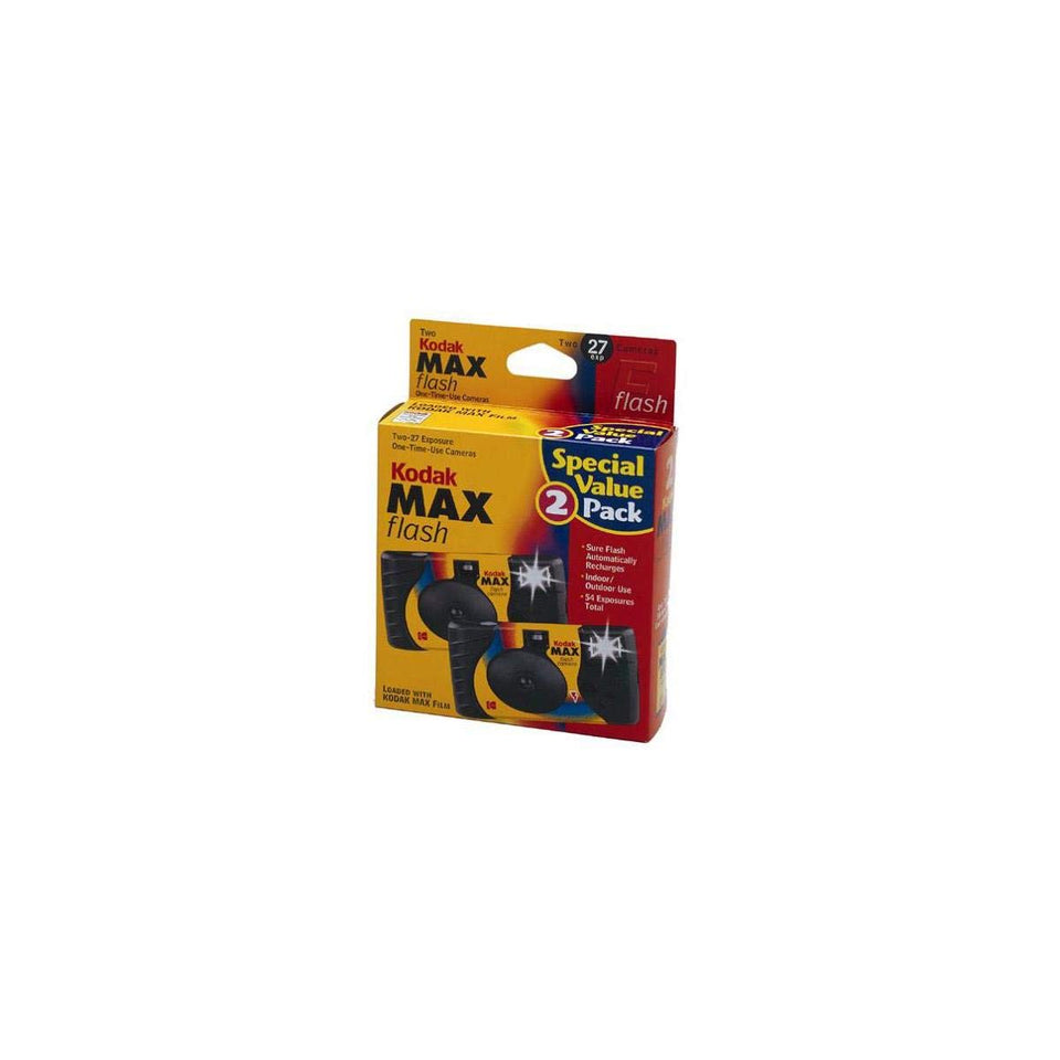 KODAK front-packaging showing two single-use cameras, ready-to-shoot convenience