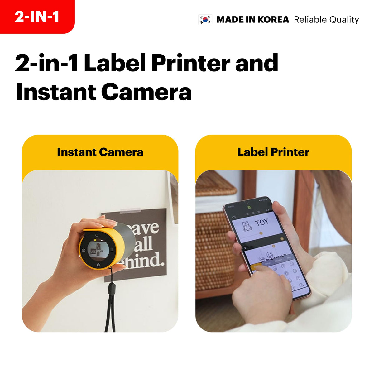 KODAK Memo Shot ERA label cartridge in use, one-touch refill for safe labeling