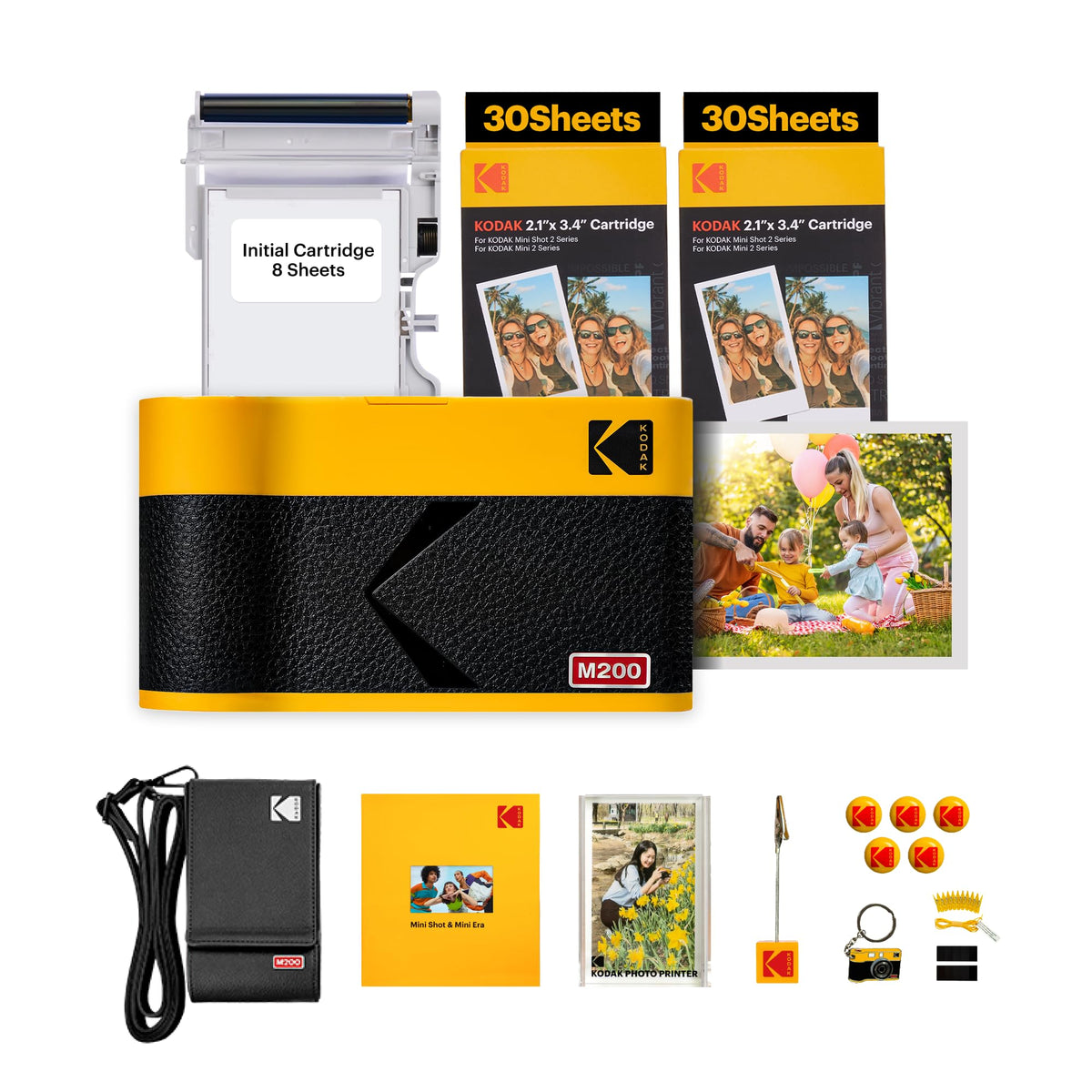 KODAK Mini 2 ERA portable printer in yellow for on-the-go photo printing.