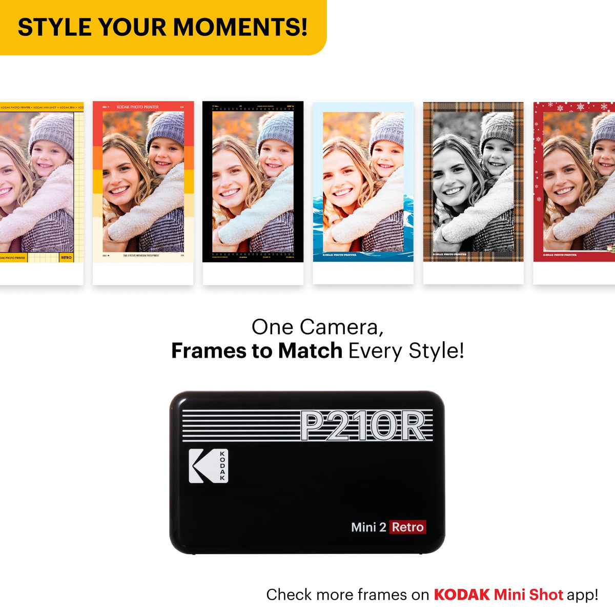 KODAK Mini 2 Retro Bluetooth connection enables wireless prints.