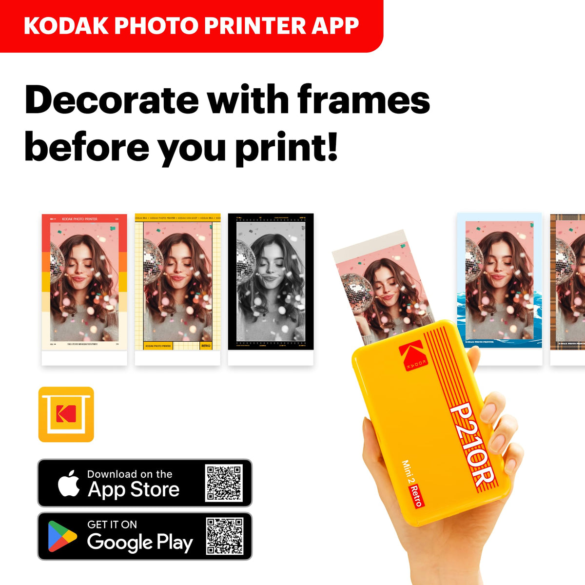 KODAK Mini 2 Retro photo paper pack included for instant printing.