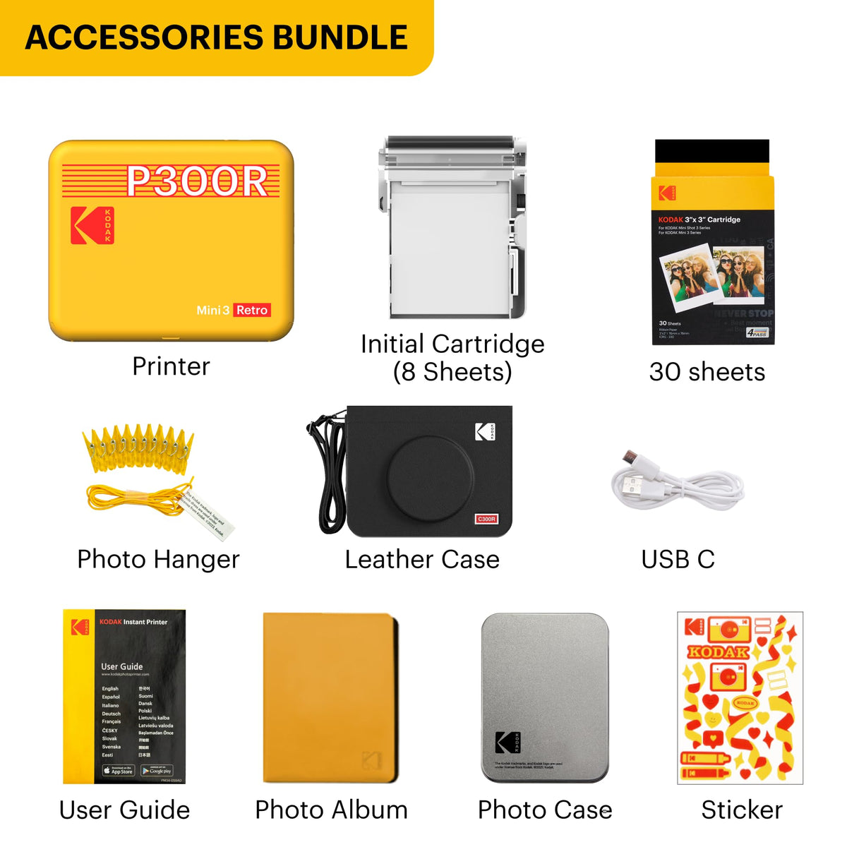 KODAK Mini 3 Retro glossy lamination protects prints from fingerprints and water.