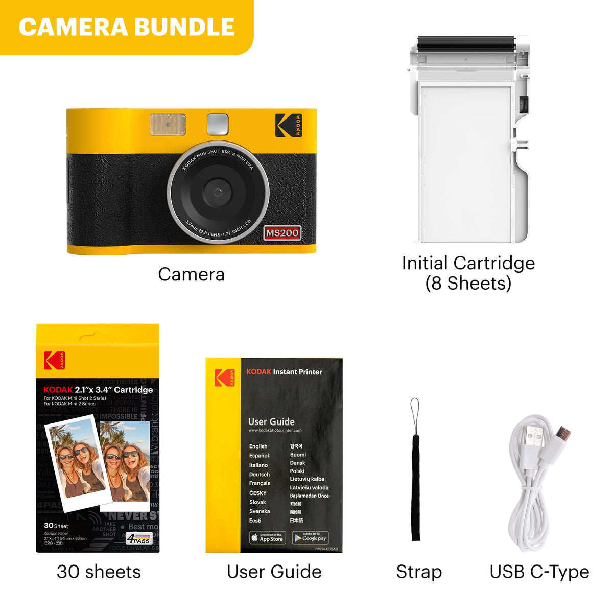 KODAK Mini Shot 2 ERA in hand, pocket sized instant camera and printer.