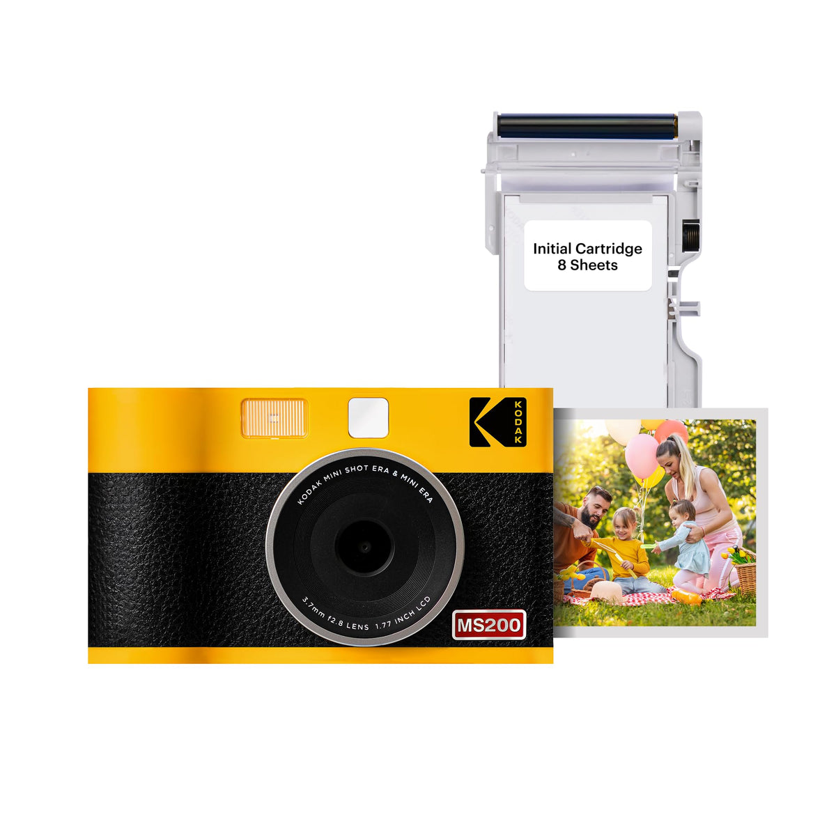 Kodak Mini Shot 2 ERA yellow front view showcasing portable instant camera