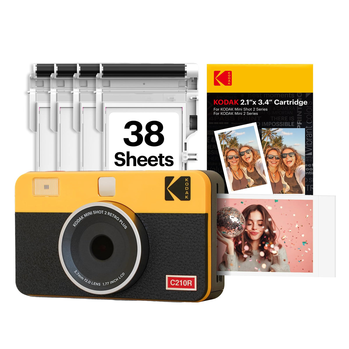 Kodak Mini Shot 2 Retro front view shows portable printing capability
