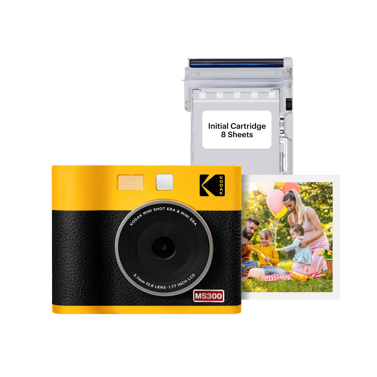 KODAK Mini Shot 3 ERA camera front in yellow for portable instant memories.