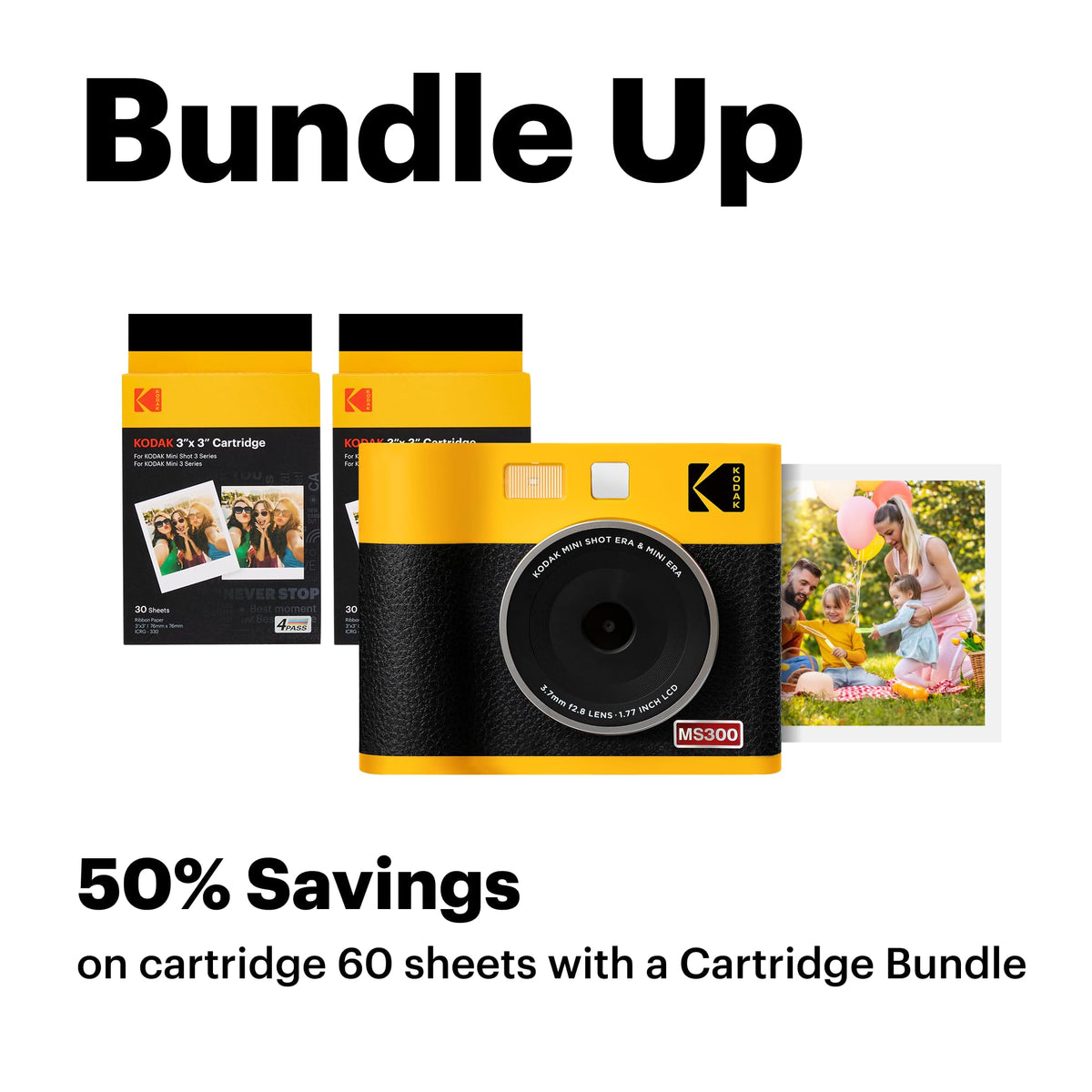 KODAK Mini Shot 3 ERA retro texture and grip for comfortable handling.