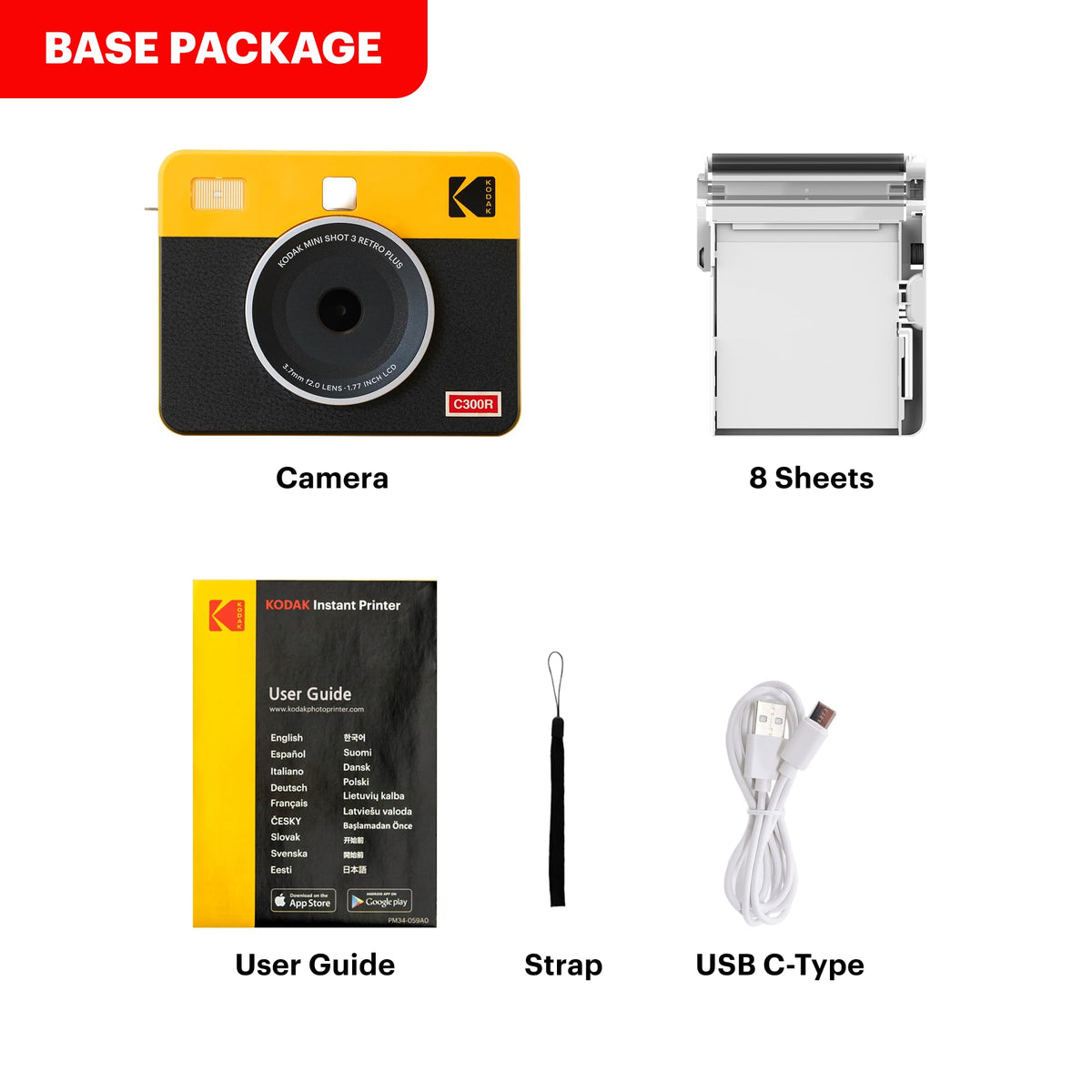Kodak Mini Shot 3 Retro dye sublimation process; durable, fingerprint-resistant prints.