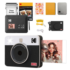 KODAK Mini Shot 3 Retro front view showcases its compact, white design for easy handling.