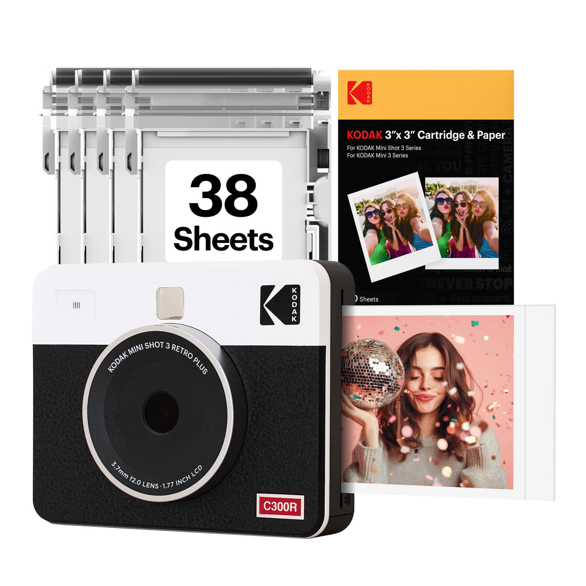 KODAK Mini Shot 3 Retro front view, compact camera for instant prints.
