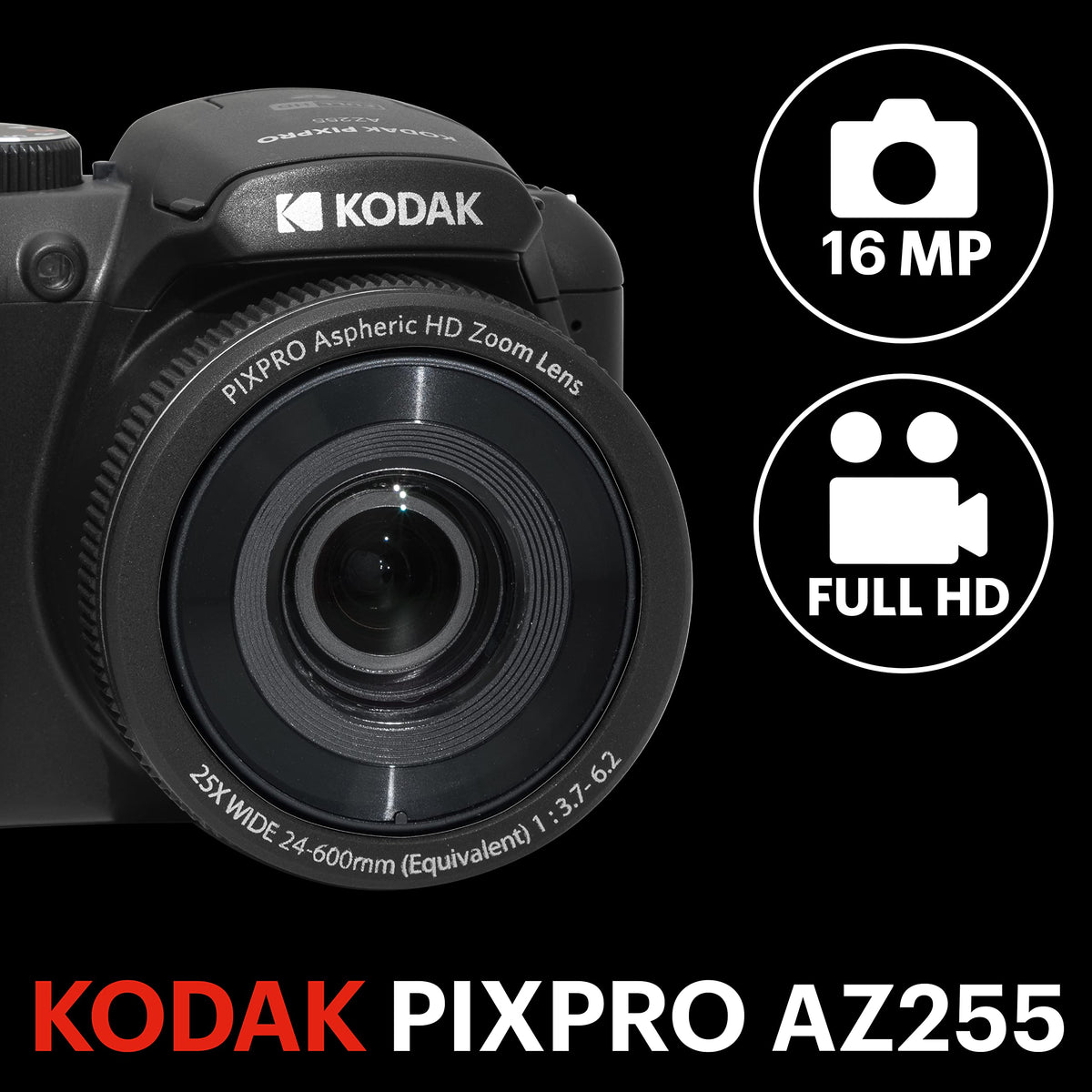 Kodak PIXPRO AZ255-BK 25x optical zoom for distant subjects