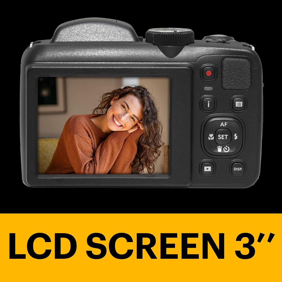 Kodak PIXPRO AZ255-BK 3-inch LCD screen for easy framing and review