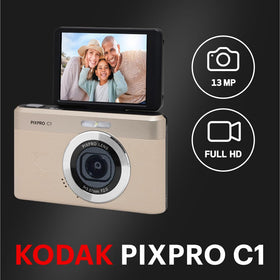 Kodak PIXPRO C1 flip screen selfie mode for easy self-portraits and vlogging