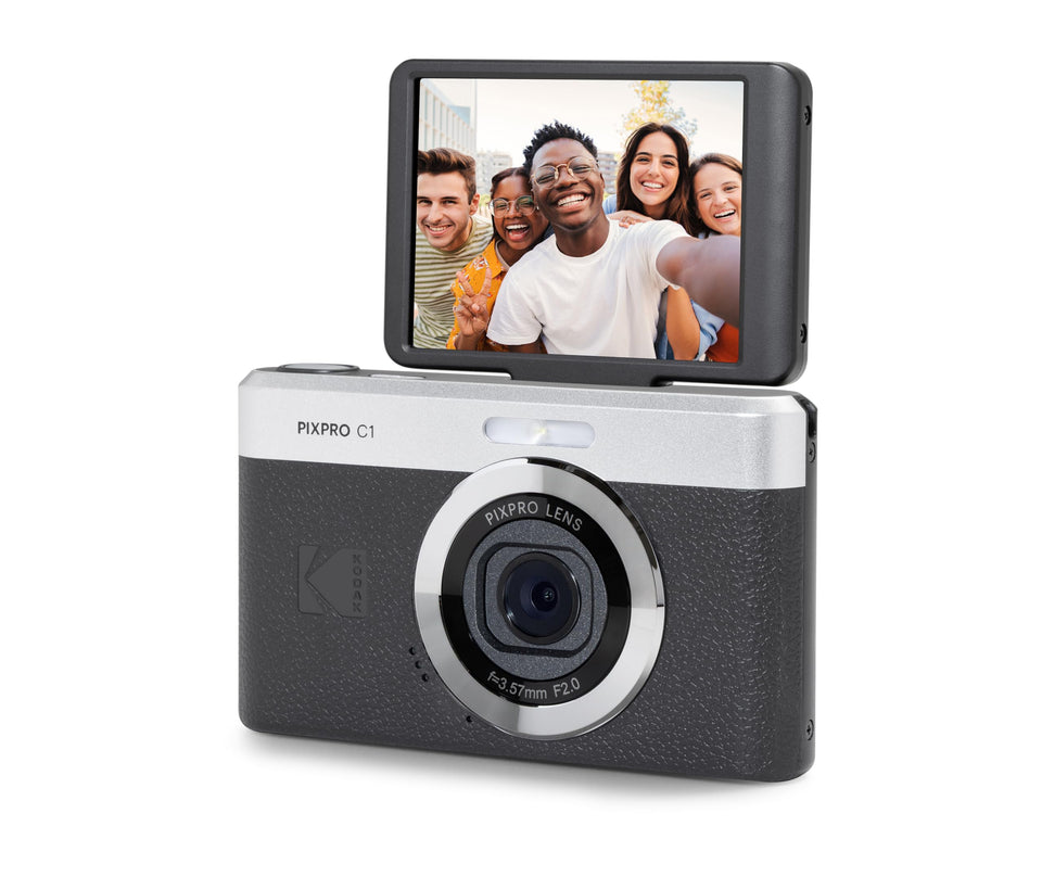 KODAK PIXPRO C1 tilt screen for easy self-portraits and vlogging.