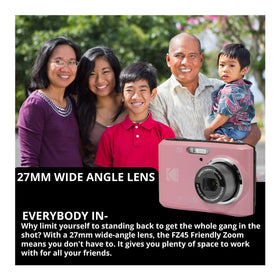 Kodak PIXPRO FZ45 records 1080p Full HD video with one-touch control.