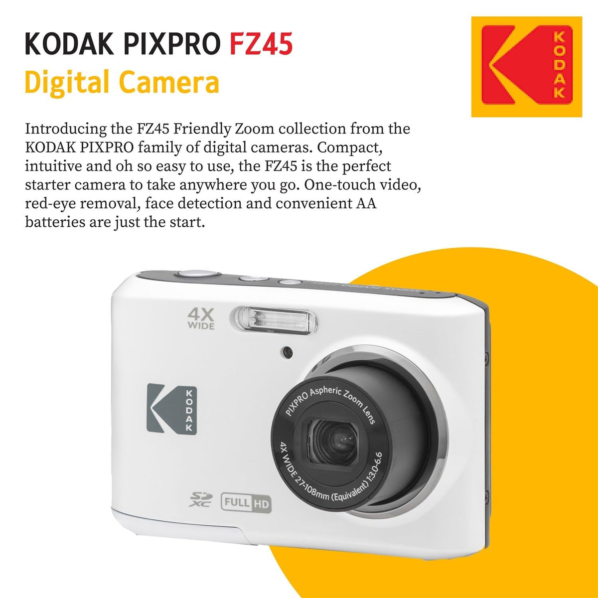 KODAK PIXPRO FZ45 2.7-inch LCD screen, quick framing and review.