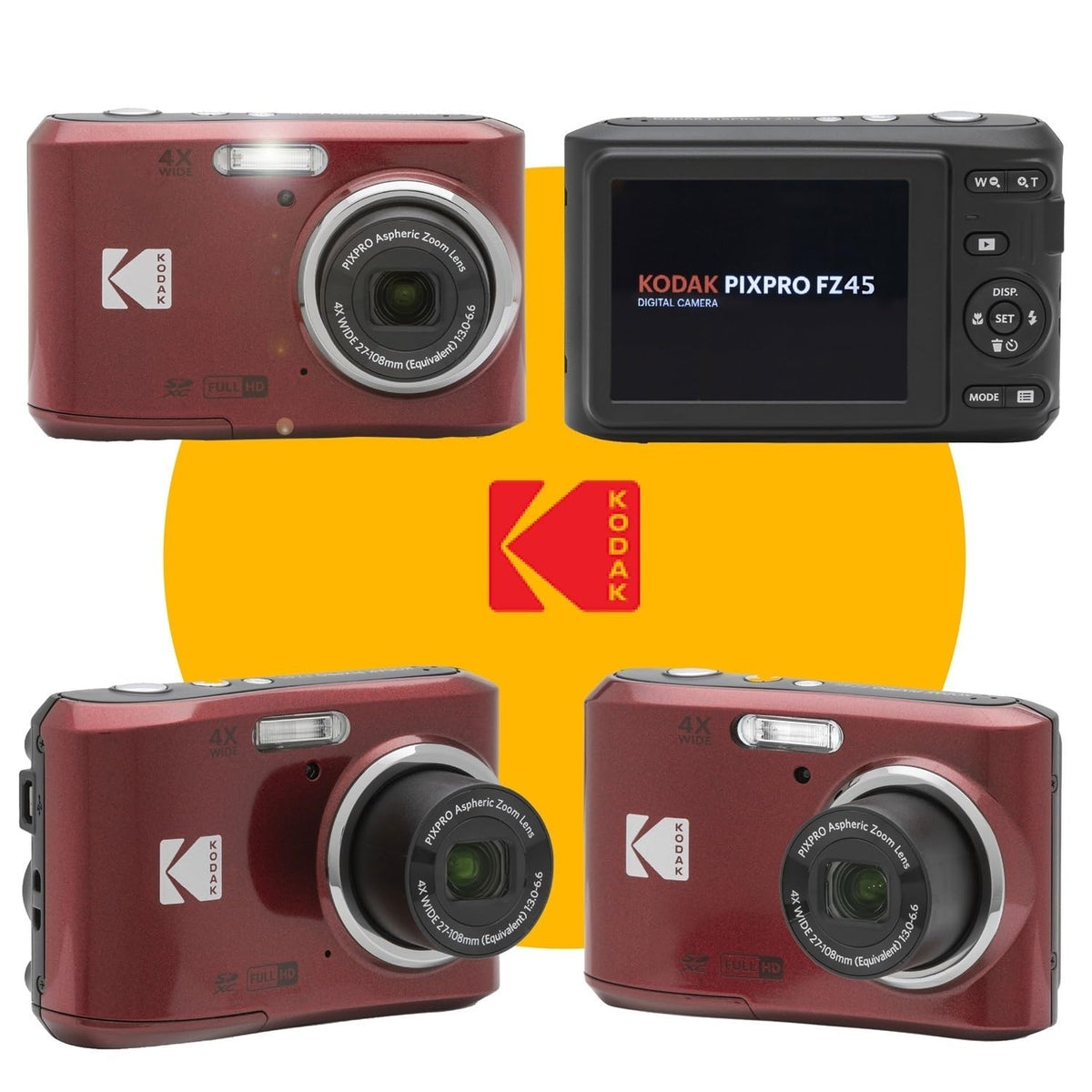 Kodak PIXPRO FZ45 2.7-inch LCD display enables easy framing and quick review.