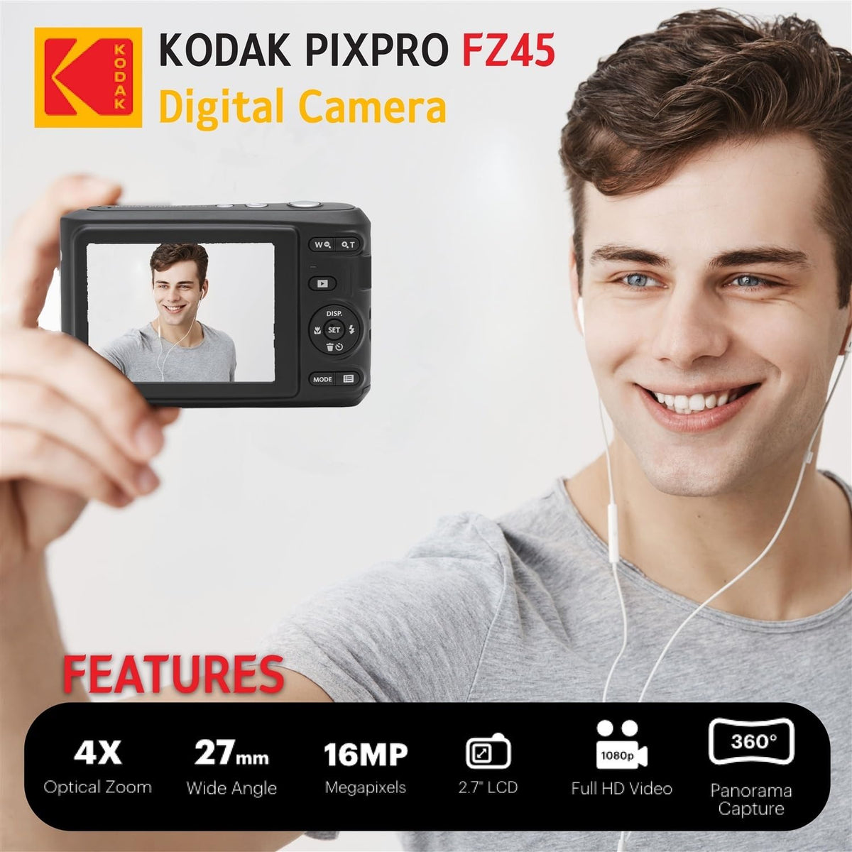 KODAK PIXPRO FZ45 bundle with 32GB SD Card provides ample storage