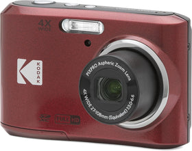 Kodak PIXPRO FZ45 front view in red, compact design for everyday moments.