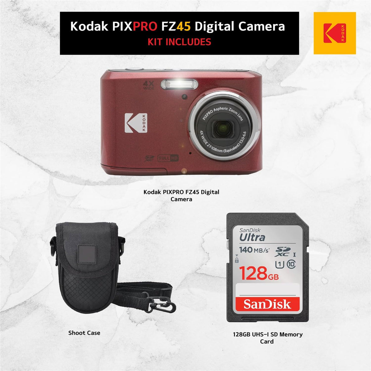 Kodak PIXPRO FZ45 side view, easy grip for everyday photography