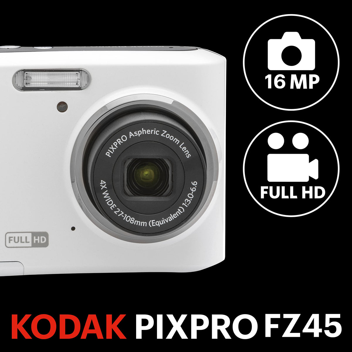 Kodak PIXPRO FZ45-WH 4x zoom for flexible indoor and outdoor framing
