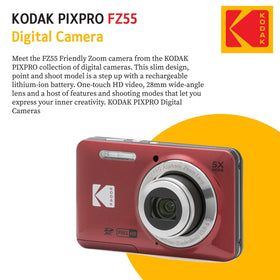 KODAK PIXPRO FZ55 1080p video for crisp, shareable footage.