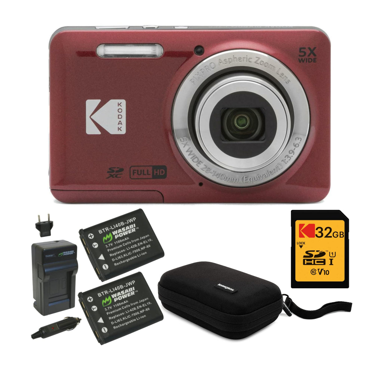 Kodak PixPro FZ55 red front view for travel photography