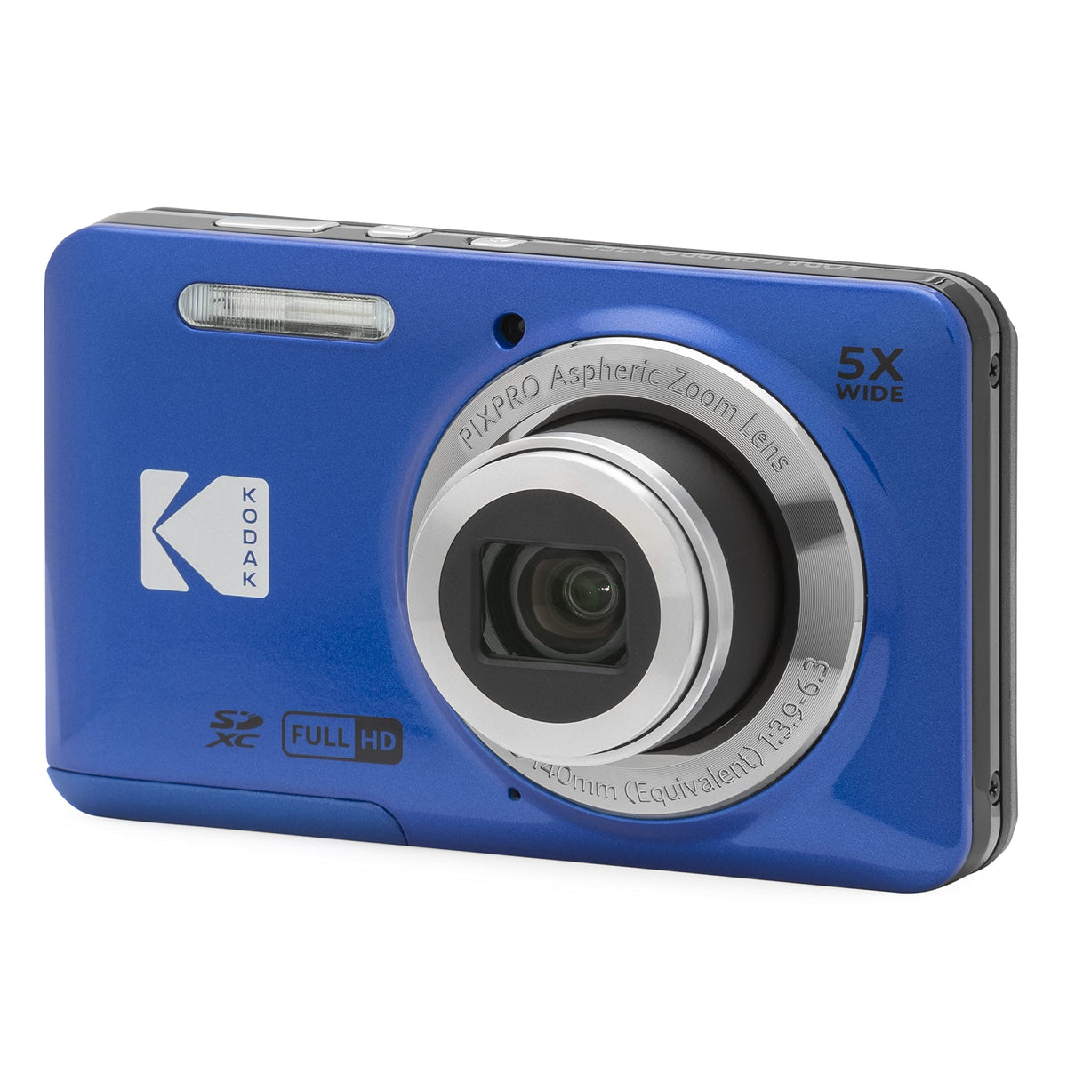 Kodak PIXPRO FZ55 front view shows a compact camera ready for daily carry.
