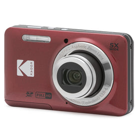 Kodak PIXPRO FZ55-RD front view with red body, compact design for everyday photography.