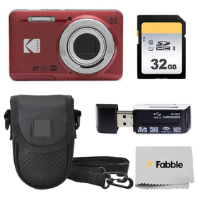 KODAK PIXPRO FZ55 red camera body with 5x zoom for close-ups and landscapes.