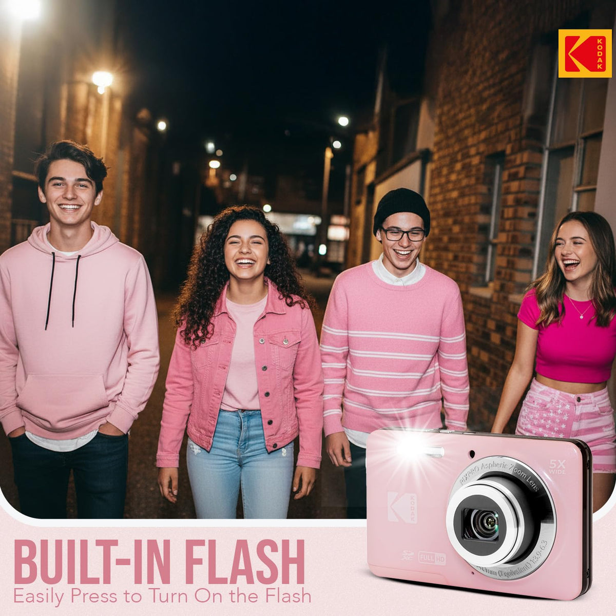 Kodak PixPro FZ55 automatically captures smiles during moments worth remembering.