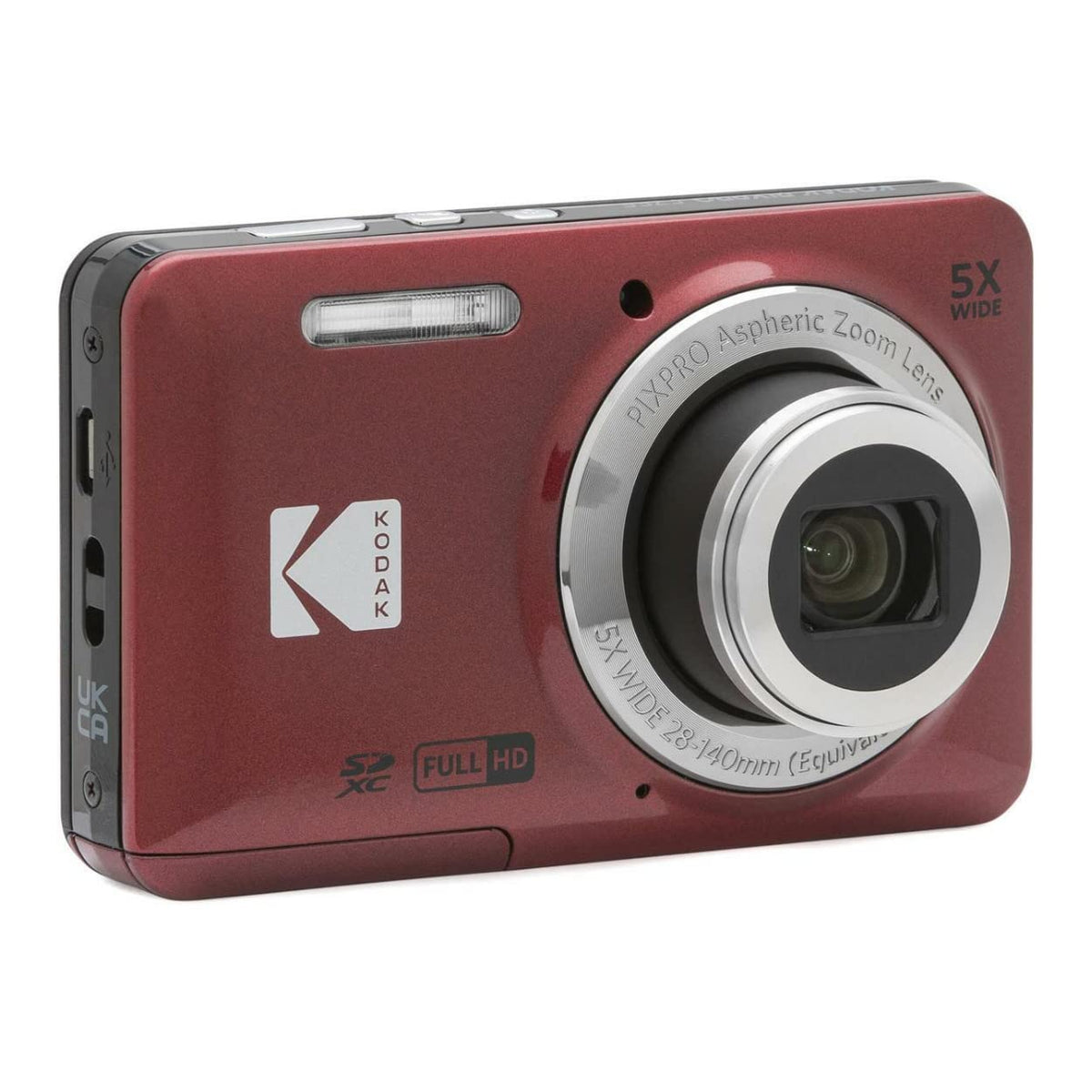 Kodak PixPro FZ55 red with travel charger for on-the-go power