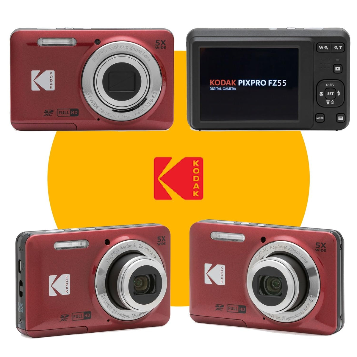 KODAK PIXPRO FZ55 28mm wide-angle lens for expansive scenes.