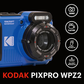 Kodak PIXPRO WPZ2 with 4x optical zoom for versatile framing.