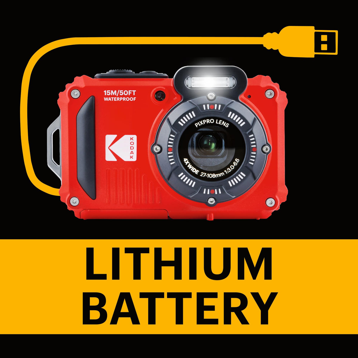 KODAK PIXPRO WPZ2 4x optical zoom ideal for close-ups and landscapes.