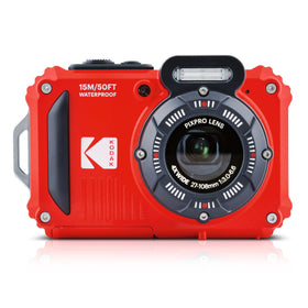 KODAK PIXPRO WPZ2 front view, rugged red camera built for outdoor use.