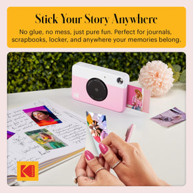 Kodak Printomatic 2x3-inch prints showcase sticky-back photos ready to decorate
