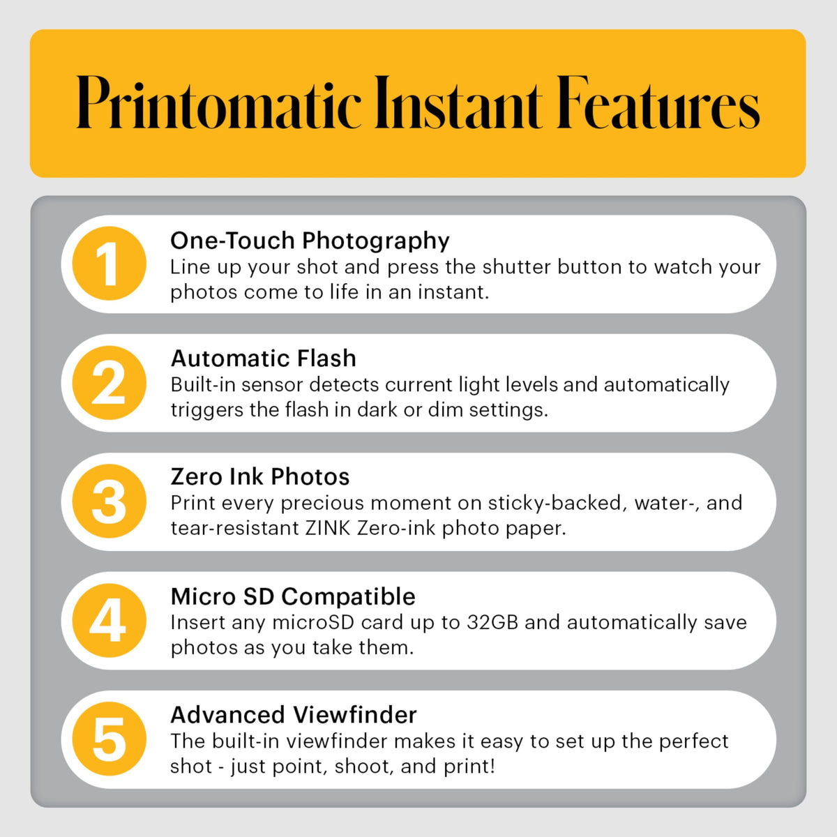 Kodak Printomatic bundle image showing everything included in the gift kit