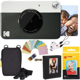 Kodak Printomatic camera front view for portable instant prints on the go.